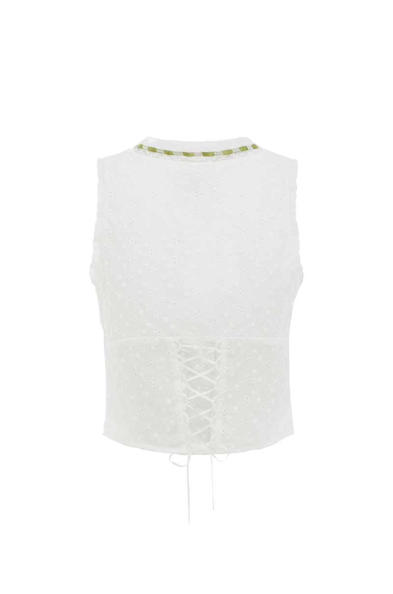 Adeline Top | White/Green