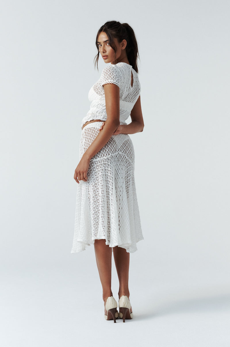 Faye Midi Skirt | White