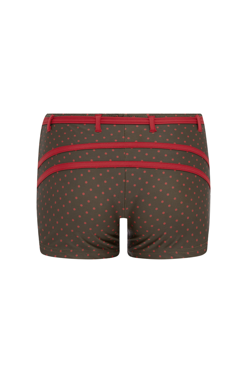 Blake Swim Shorts | Brown / Red Polka Dot