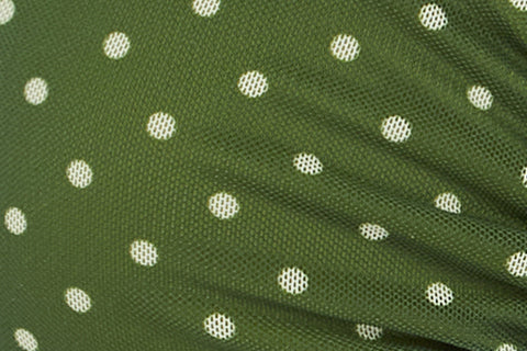 Jeanie Bikini Top | Green / White Polka Dot