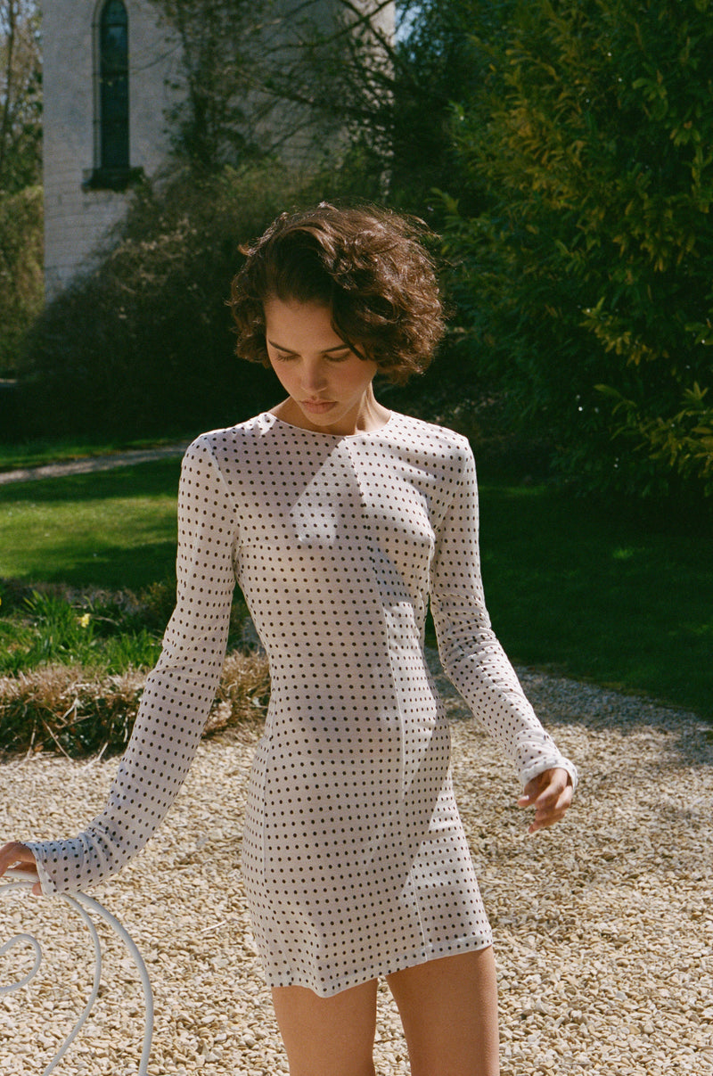 Kenny Dress | White Polka Dot