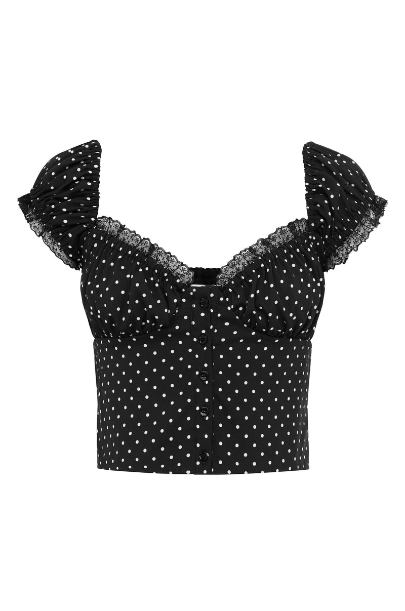 Remi Top | Black Polka Dot