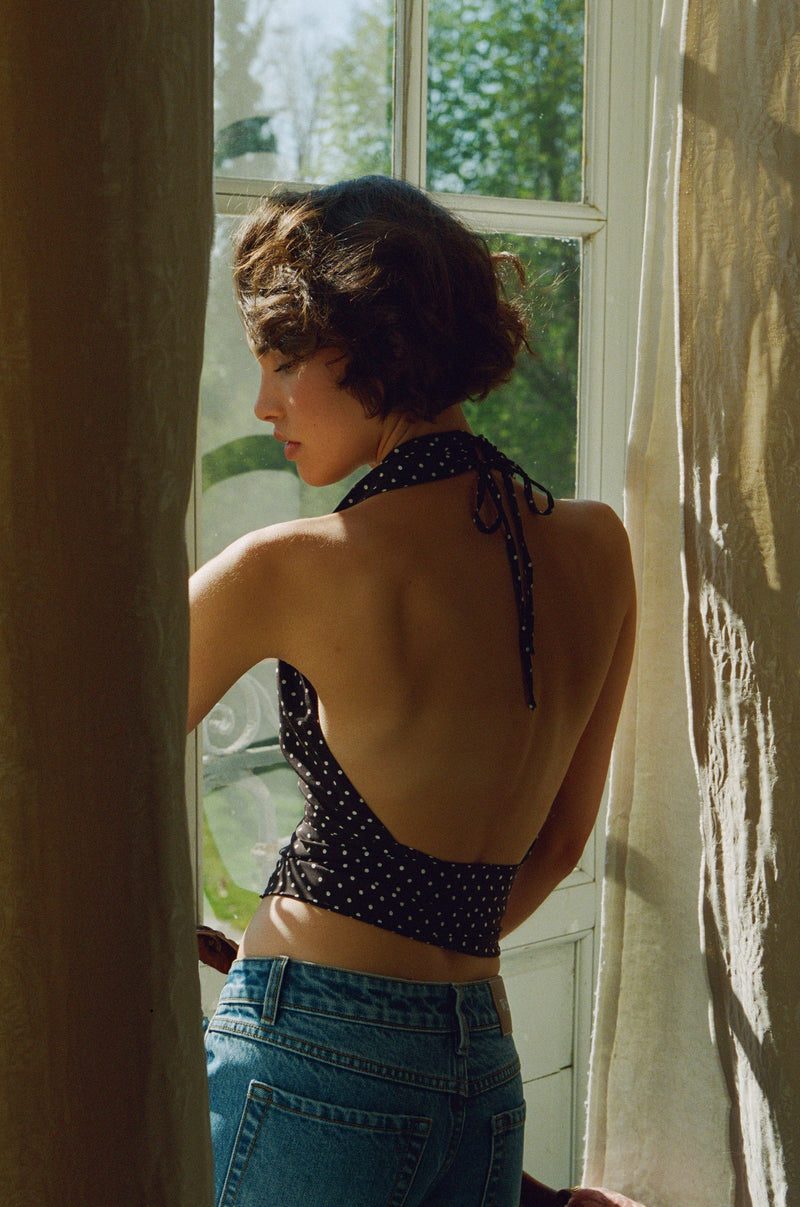 Rendezvous Top | Black Polka Dot