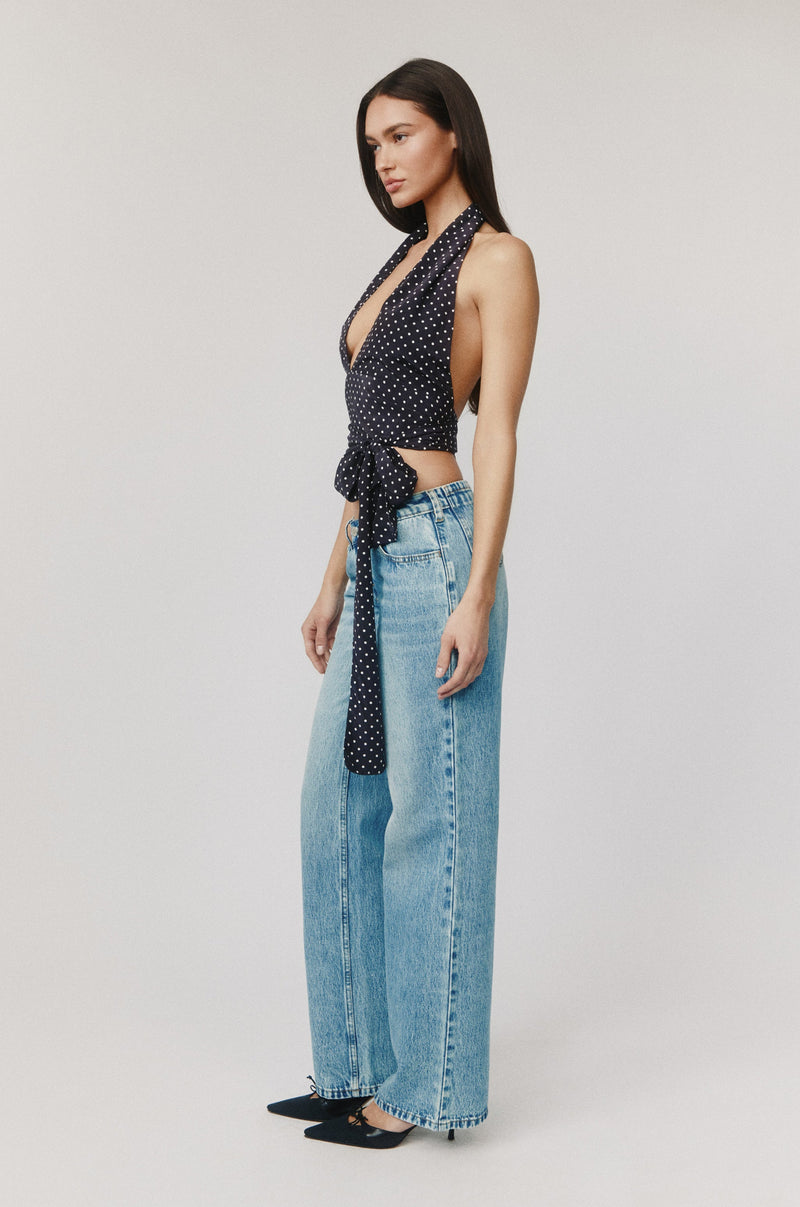 Rendezvous Top | Black Polka Dot