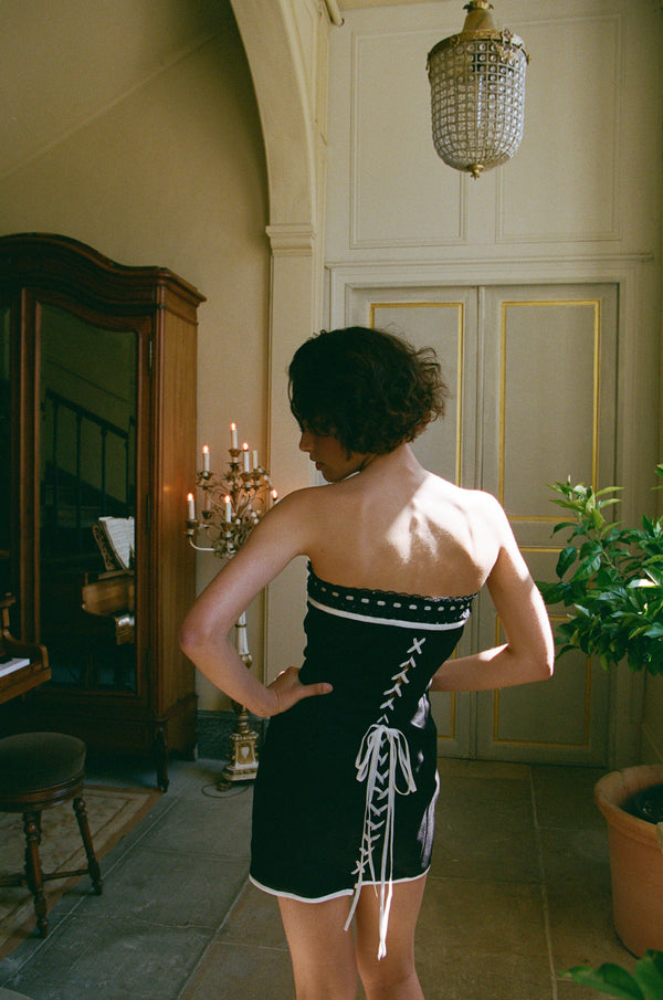 Sabrin Dress | Black Polka Dot