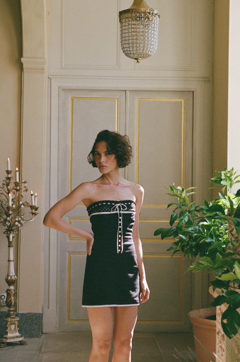 Sabrin Dress | Black Polka Dot