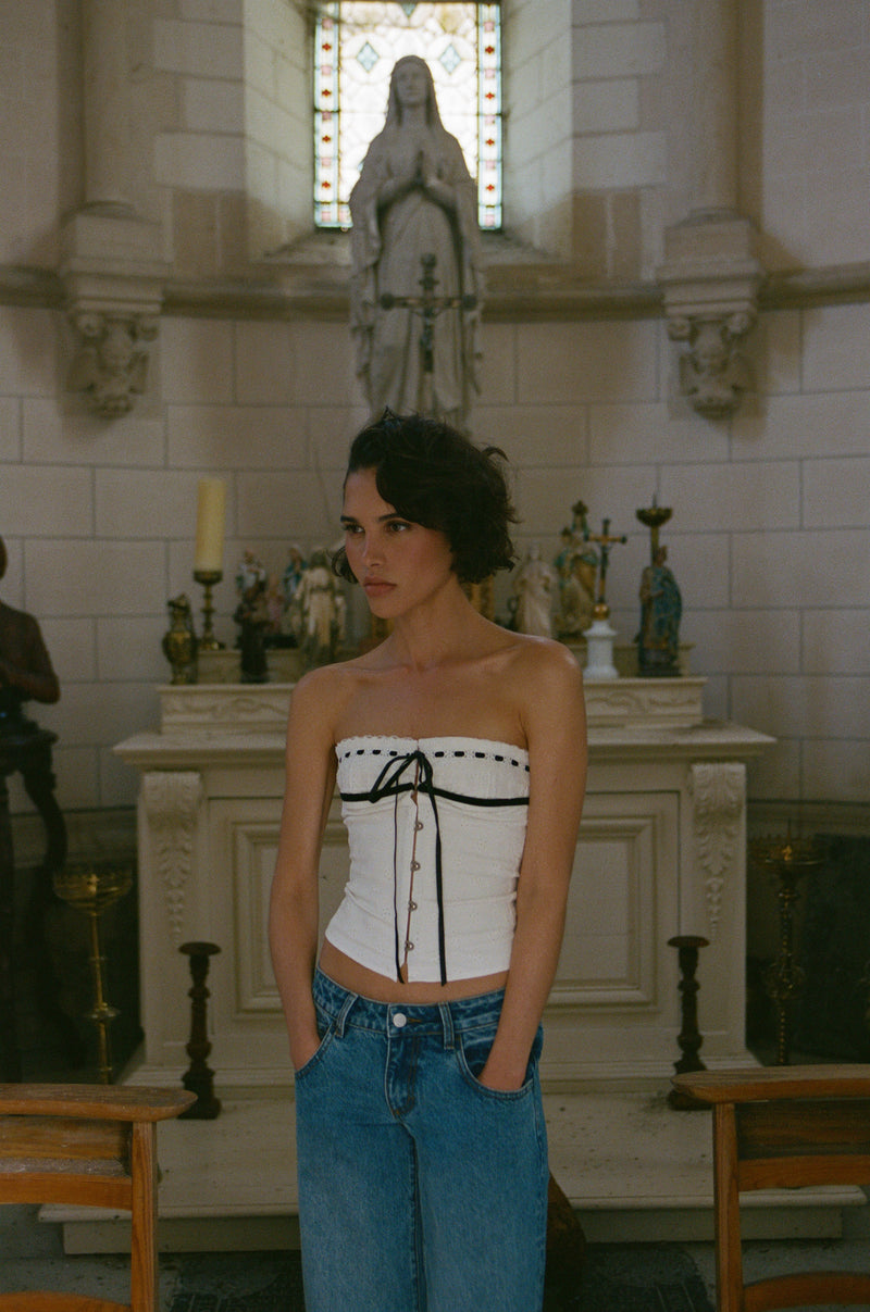 Sabrin Top | White Embroidery