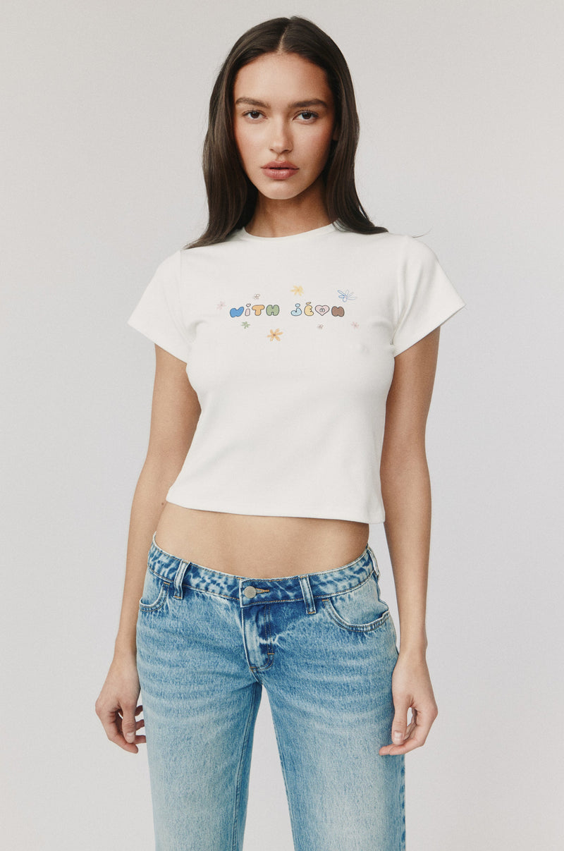 With Flowers Tee | White / Multi