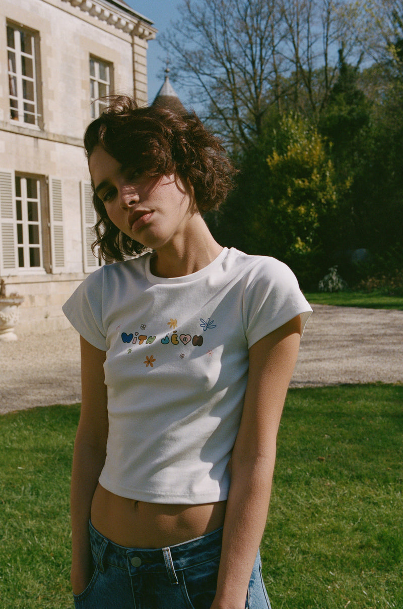 With Flowers Tee | White / Multi